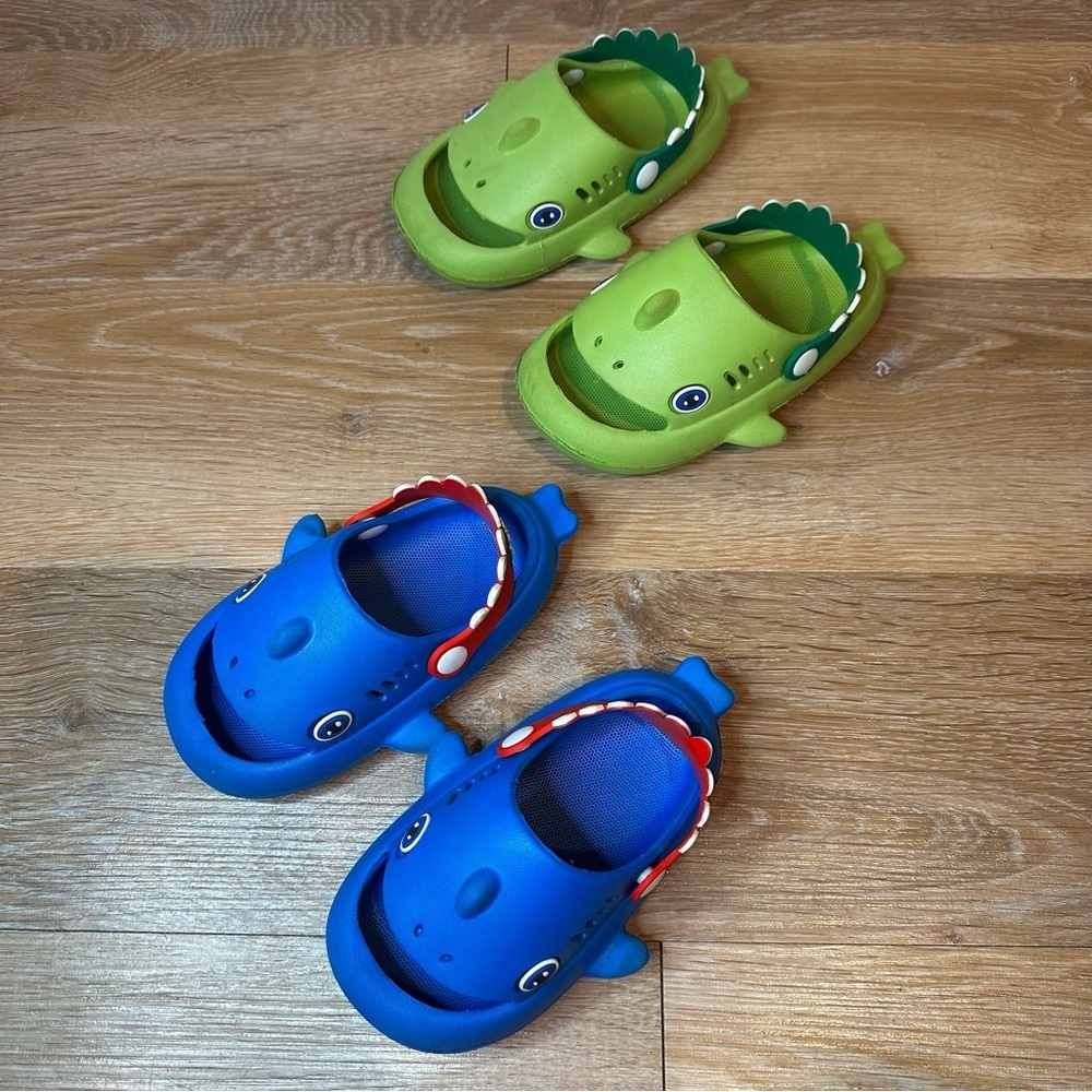Toddler Boys BUNDLE (2) Baby Shark Water Shoes EVA Clogs, Size 3T-4T